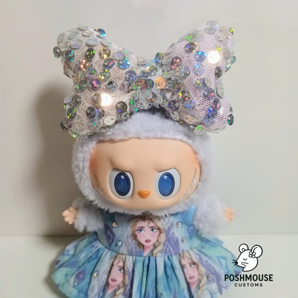Disney Frozen Elsa Dress with Sparkle Sequin Bow Labubu Outfit - Picture 6 of 7